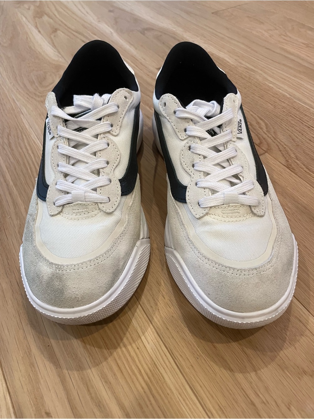 Vans White and Black Low-Top Classic Skate Sneakers